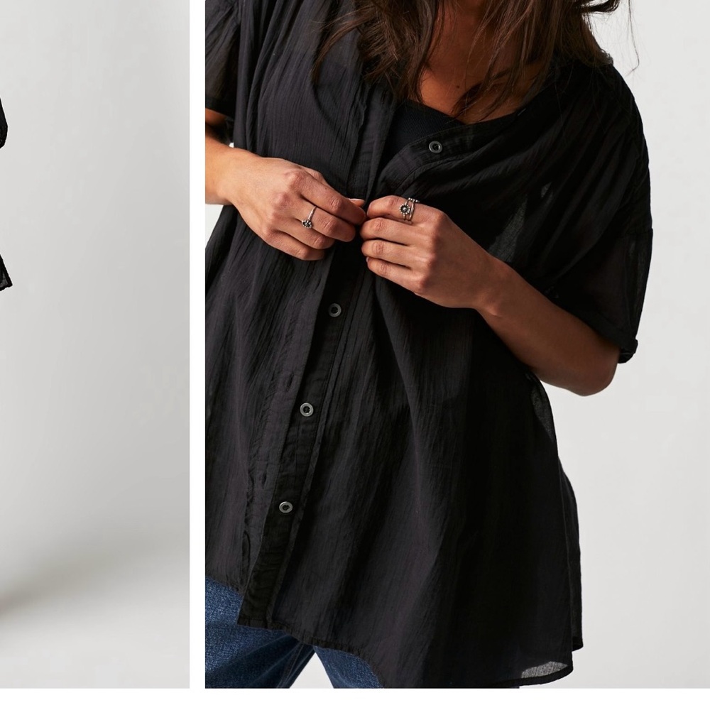 We the Free Float Away Shirt Free People NWT Size Large Black